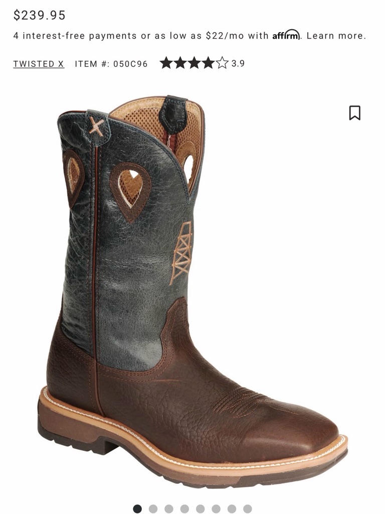 Twisted X Men's Brown Foot With Black Shaft Western Work Boot